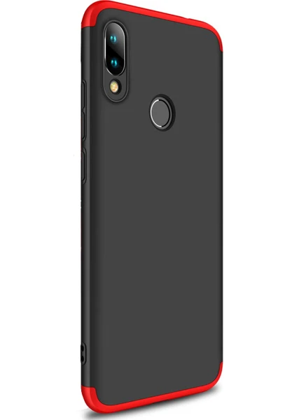 Xiaomi Redmi Note 7 Kılıf Double Dip 360 Protective Siyah Kırmızı