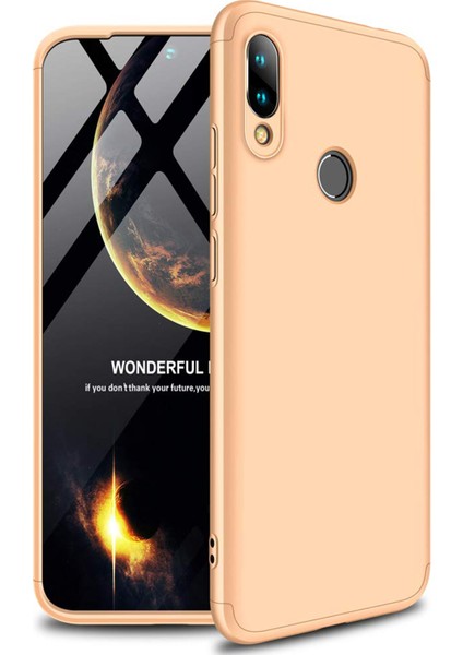 Xiaomi Redmi Note 7 Kılıf Double Dip 360 Protective Gold