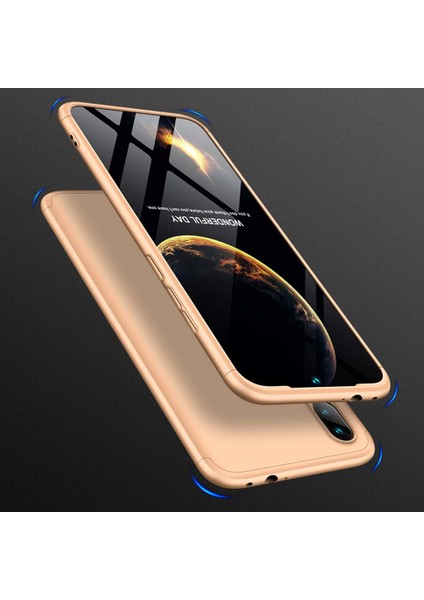 Xiaomi Redmi Note 7 Kılıf Double Dip 360 Protective Gold