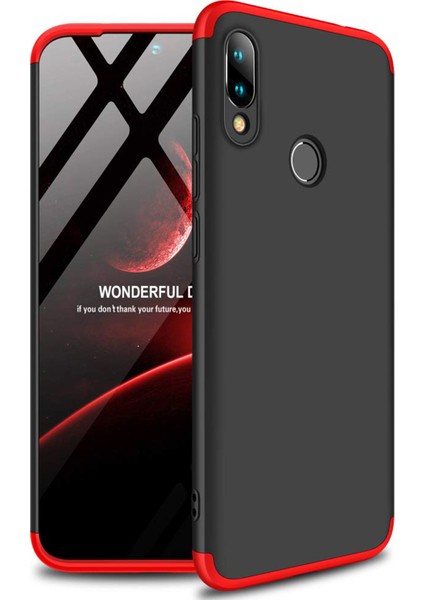 Xiaomi Redmi Note 7 Pro Kılıf Double Dip 360 Protective Siyah Kırmızı