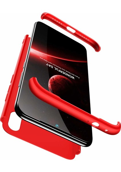 Xiaomi Redmi Note 7 Pro Kılıf Double Dip 360 Protective Kırmızı