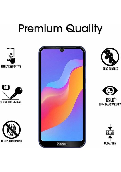 Huawei Honor 8A Tam Kaplayan Temperli Cam Ekran Koruyucu Siyah