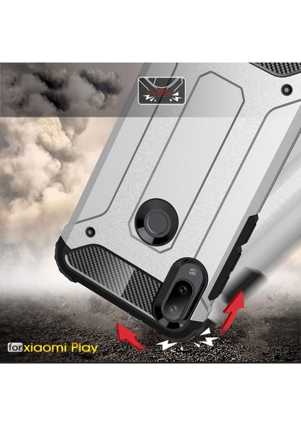 Xiaomi Mi Play Kılıf Rugged Armor Mavi