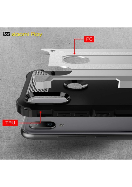 Xiaomi Mi Play Kılıf Rugged Armor Mavi