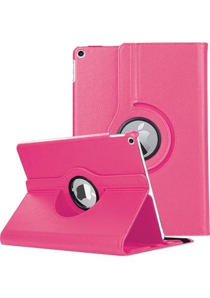 Apple iPad Air 3 10.5'' 2019 (A2152-A2123-A2153-A2154) Kılıf 360 Rotating Stand Deri Koyu Pembe