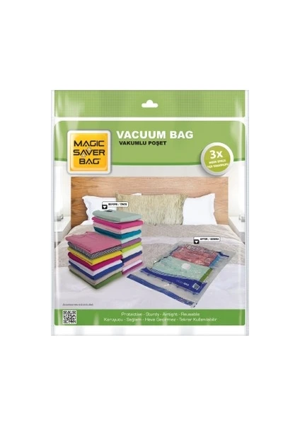 Magic Saver Bag Büyük Boy Vakumlu Hurç Yorgan Hurcu Vakumlu Hurc Poşet Saklama Torbası 55 x 90CM