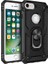 iPhone 8 Kılıf Shockproof Standlı Yüzük Tutuculu Mega Case Siyah + Temperli Ekran Koruma 1