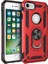 iPhone 8 Kılıf Shockproof Standlı Yüzük Tutuculu Mega Case Kırmızı + Temperli Ekran Koruma 1