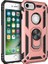 iPhone 8 Kılıf Shockproof Standlı Yüzük Tutuculu Mega Case Rose Gold + Temperli Ekran Koruma 1