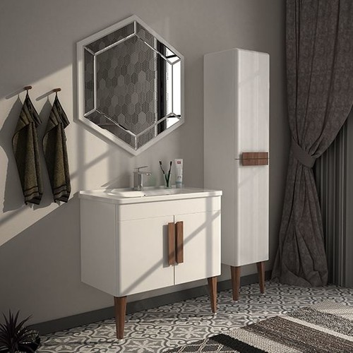Pierre Cardin Anemon 80 cm Banyo Dolabı Parlak Beyaz Ahşap