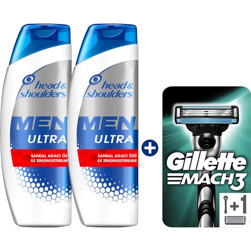 Head & Shoulders Men Ultra Erkeklere Özel Şampuan Old Spice 2 x 400 ml + Gillette Mach 3 Tıraş Makinesi