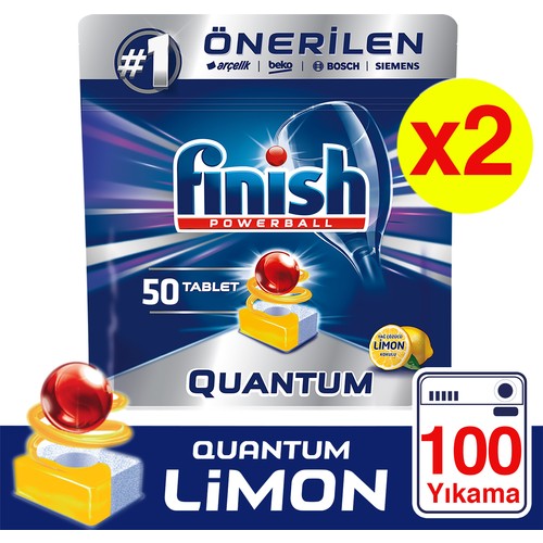 Finish Quantum 100 Tablet Bulaşık Makinesi Deterjanı Limon (50x2) Finish Quantum 100 Tablet Bulaşık Makinesi Deterjanı Limon (50x2)