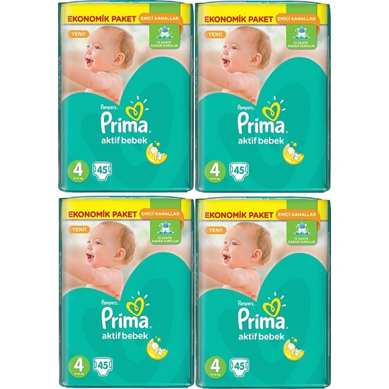 Prima Aktif Bebek Ekonomik Paket 4 Numara 45 x 4=180 Adet Fiyatı