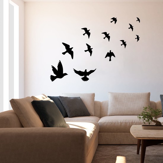 Kuş Sürüsü Uçuşan Kuşlar Serisi Duvar Sticker Yapıştırma Fiyatı