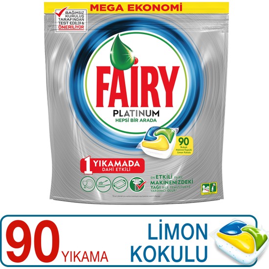 Fairy Platinum 90 Yıkama Bulaşık Makinesi Deterjanı Kapsülü Limon Kokulu