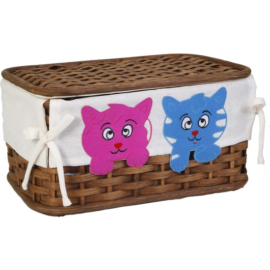 Kanca Ev Hasır Kapakli Sepet PembeMavi̇ Ayicikli Mat Kahve Fiyatı