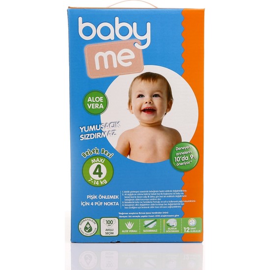 Baby&amp;Me Aloe Vera Maxi 4 Numara Bebek Bezi 7 14 kg 100