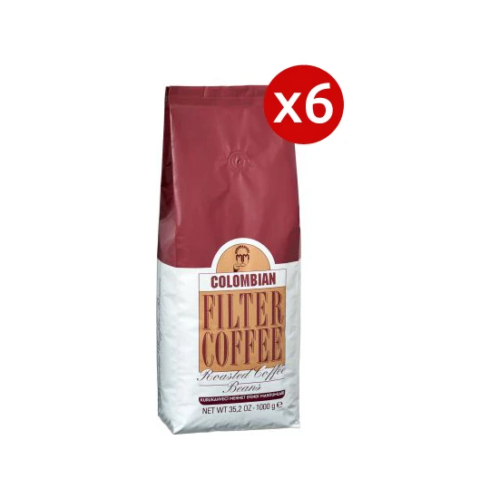 6 Adet Mehmet Efendi Colombian Filter Coffee 1000gr Kavrulmuş Çekirdek