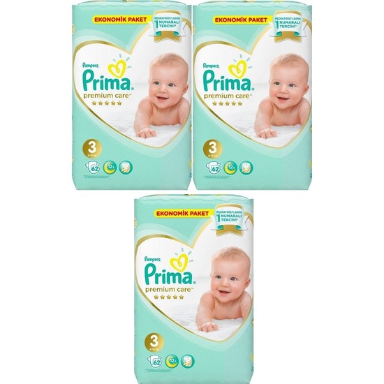 Prima Premium Care Bebek Bezi 3 Numara 62 x 3=186� lı Fiyatı