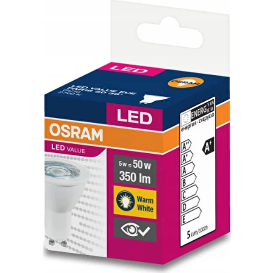 Osram Led Value 4.5W Sarı Işık Gu10 Duy 350 lm 10 lu Paket