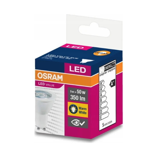 Osram Led Value 4.5W Sarı Işık Gu10 Duy 350 lm 10 lu Paket