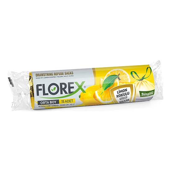 Florex Büzgülü Limon Kokulu Orta Boy Çöp Torbası