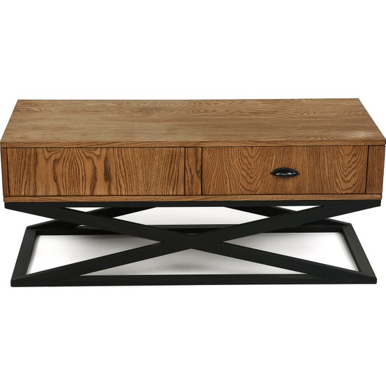 Ahşap Sokağı Asimo Metal Ayak Ahşap Kaplama Orta Sehpa Fiyatı