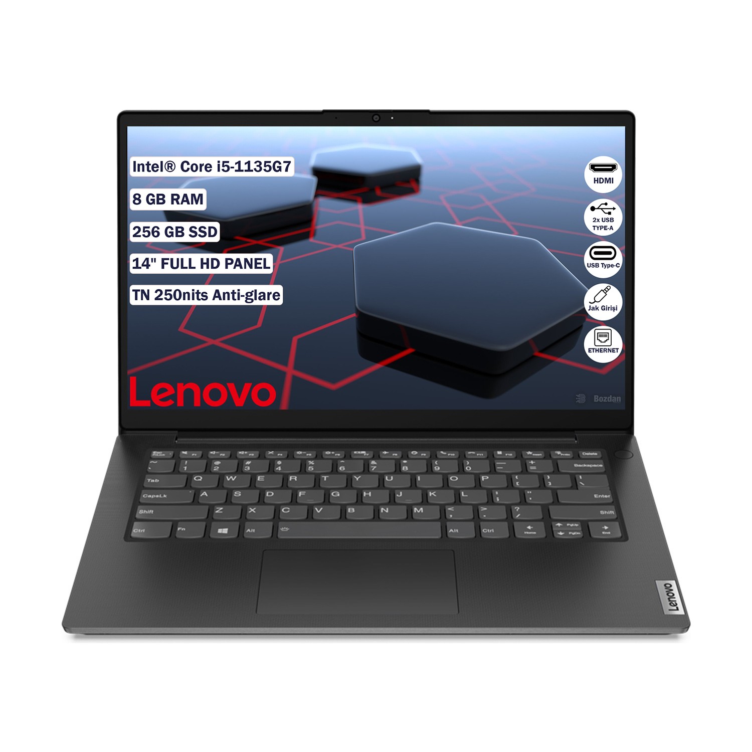Lenovo V14 G2 Itl Intel Core i5 1135G7 8GB 256GB SSD 14" Full HD Freedos Taşınabilir Bilgisayar 82KA0025TX