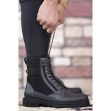 Riccon Erkekler için Füme Fermuarlı Bot 0012134 Koku Yapmayan İç Astar ile Konforlu Kullanım