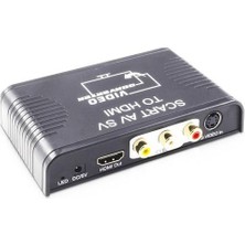 Hdmatters S Video Kompozit Av Scart HDMI Uyumlu Dönüştürücü Switcher S Video + Rca + Scart, HDMI Uyumlu Out | Adaptör Video Dönüştürücü | Adaptör 15VADAPTER Güvenliği