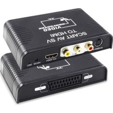 Hdmatters S Video Kompozit Av Scart HDMI Uyumlu Dönüştürücü Switcher S Video + Rca + Scart, HDMI Uyumlu Out | Adaptör Video Dönüştürücü | Adaptör 15VADAPTER Güvenliği