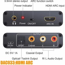 192KHZ Alüminyum Arc Ses Adaptörü Ses Extractor Dijital Analog Ses Dönüştürücü Dac Spdıf Koaksiyel Rca 3.5mm Jack Çıkışı |