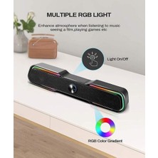 Pc Hoparlörler Bilgisayar Oyun Hoparlörler Kutuları USB Küçük Soundbar Rgb LED Aydınlatma Stereo Hoparlör Sistemi Laptop Masaüstü Smartphone Dizüstü Tv (Siyah) Için Kablolu Hoparlör (Siyah)