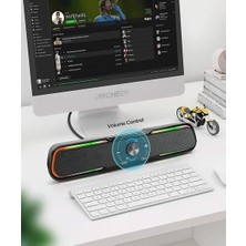 Pc Hoparlörler Bilgisayar Oyun Hoparlörler Kutuları USB Küçük Soundbar Rgb LED Aydınlatma Stereo Hoparlör Sistemi Laptop Masaüstü Smartphone Dizüstü Tv (Siyah) Için Kablolu Hoparlör (Siyah)