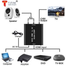 Tjtak 4K Hd Av Adaptörü Hd Video Converter Hd Rca Av / Cvsb L / R Video 480 P 720 P 1080 P 2160 P Destek Ntsc Pal HDMI2AV |