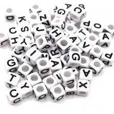 Simisso Plastik Harf Boncuk 5 Li | Siyah Beyaz