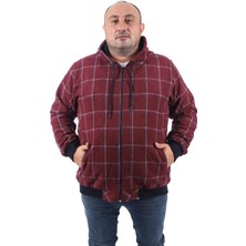 Moc Grande Büyük Beden Erkek Oduncu Sweat Fermuarlı Cep Kapüşonlu 22201-MURDUM Uzun Kol