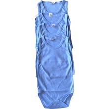 Salar Ticaret Erkek Bebek 4'lü Yazlık Atlet Jakarlı Zıbın-Mavi 3.5 Yaş