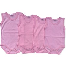 Salar Ticaret Bebek Basic Ribana Bisiklet Yaka 4lü Atlet Body - Pembe 4 Yaş