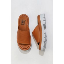 Bueno Shoes Taba Deri Kadın Düz Terlik