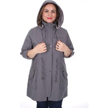 Brendon Kadın Büyük Beden Pamuklu Mevsimlik Trençkot 3019 Gri/grey 21S32003019