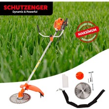 Schutzenger 4kw 6 Hp Prof Metal Şanzuman Yan Tipi Ot Çim Çalı Biçme Zinçirli Başlık+Eldicen+1t Yağ S