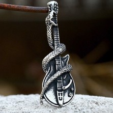 Vikings Paslanmaz Çelik Yılan Detaylı Hard Rock Gitar Kolye