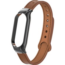 Kny Xioami Mi Band 7 Için Metal Kasalı Suni Deri Kordon-Kayış