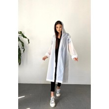 Eleven Markets Kadın Erkek Yağmurluk Kapüşonlu Çıtçıtlı Eva Beyaz Yağmurluk M21MRC881R02