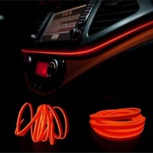 Sts Oto Aksesuar Araç Araba Içi Torpido Ledi Renkli Ip Neon Led 2 Metre Turuncu Neon