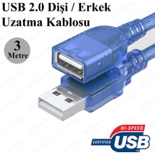 BK Teknoloji 3 Metre USB 2.0 Dişi/erkek Uzatma Kablosu