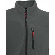 Kozik Siyah Renk Tartical Erkek Polar Tam Fermuarlı Standart Kalıp 3 Çepli Erkek Polar Spor Sweatshirt