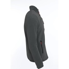 Kozik Siyah Renk Tartical Erkek Polar Tam Fermuarlı Standart Kalıp 3 Çepli Erkek Polar Spor Sweatshirt