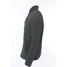 Kozik Siyah Renk Tartical Erkek Polar Tam Fermuarlı Standart Kalıp 3 Çepli Erkek Polar Spor Sweatshirt